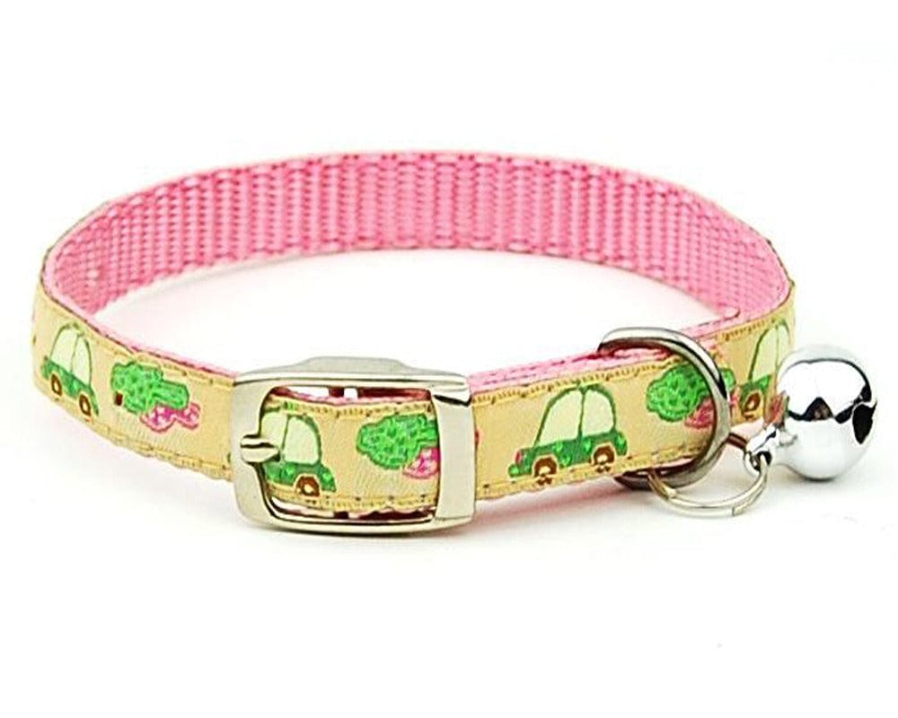 KUTKUT Dog Collar with Adjustable Buckle, Puppy Collar with Bell for Boys & Girls, Soft Adjustable Doggy Collar with Car Pattern for Puppies & Small Dogs (Size: S, Neck: 19 - 28cm)-Harness-kutkutstyle